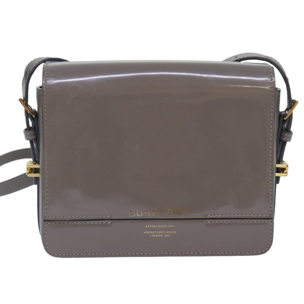 Burberry Patent Leather Shoulder Bag Gray